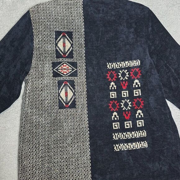Chicos Design Womens Black Shacket 1 US Sm Full Zip Aztec‎ Tribal Southwestern - Picture 7 of 10
